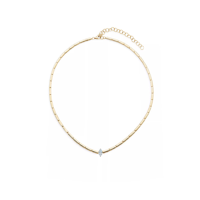 14k Yellow Gold Marquise Diamond Necklace