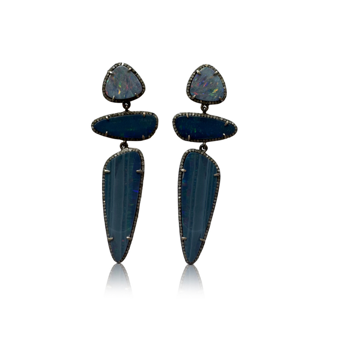 Boulder Opal Triple Drop Earrings 3