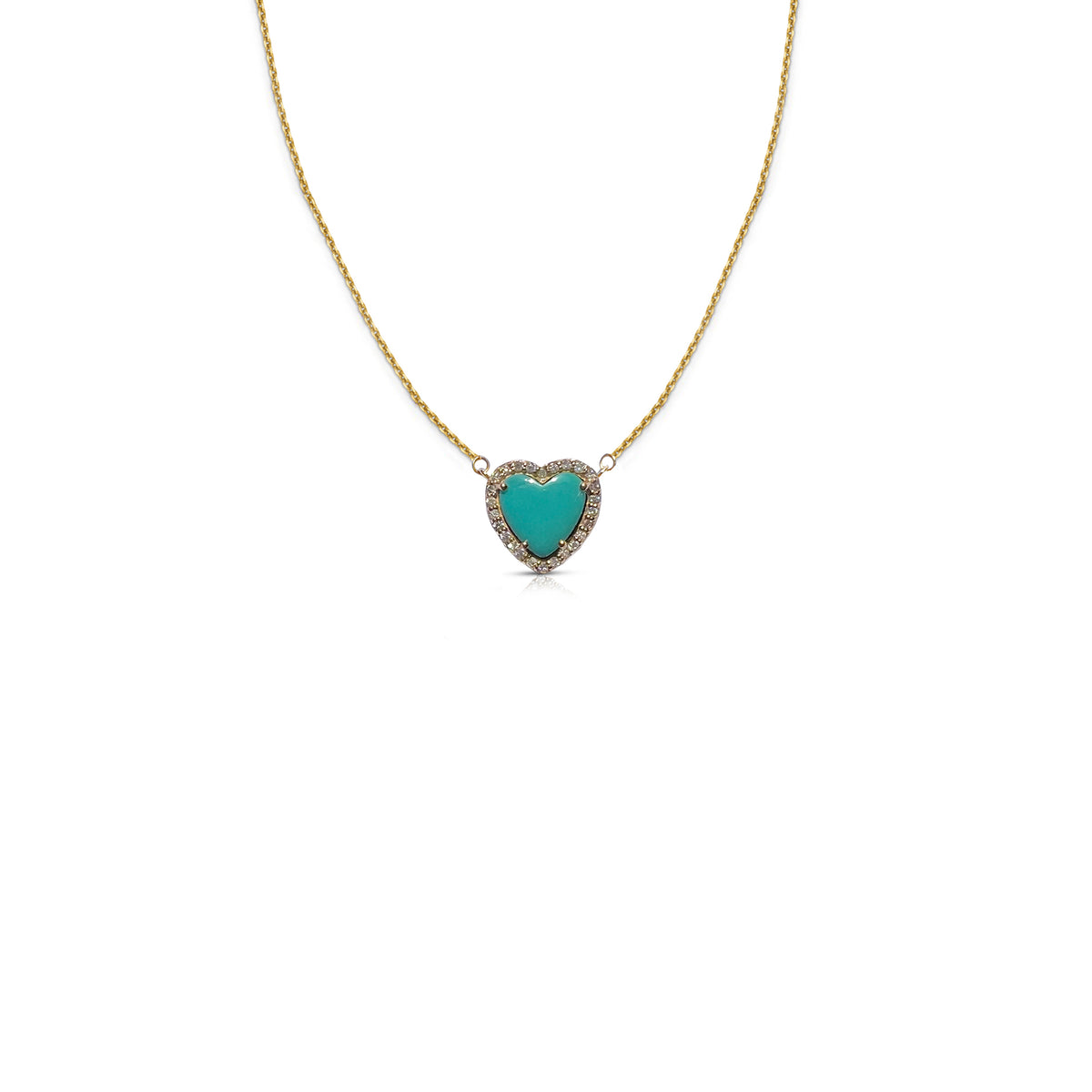 8mm 14k Turquoise Heart Necklace NEW