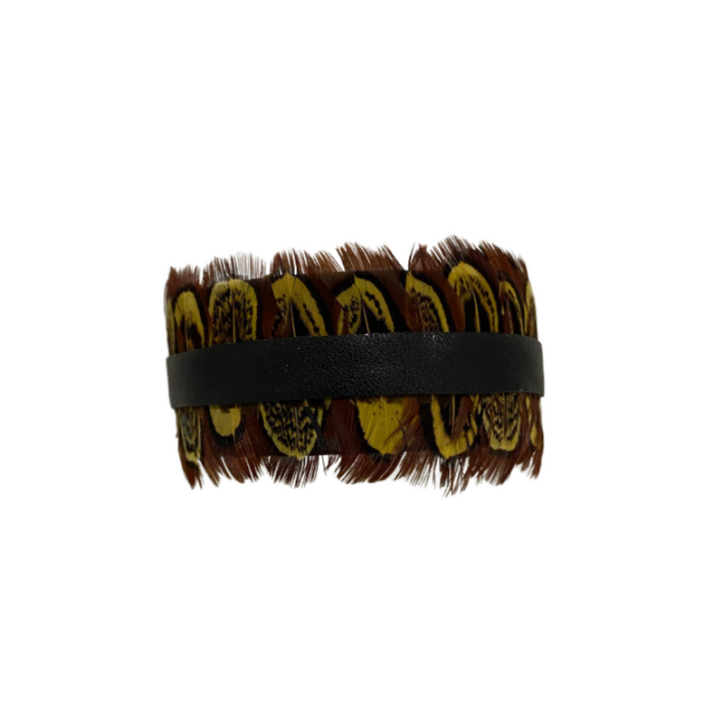 Small Yellow & Brown Feather Cuff