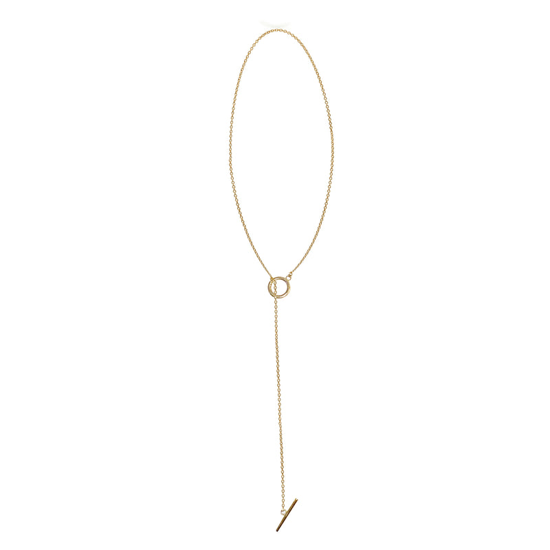 14k T-Bar Necklace with Charm Clip
