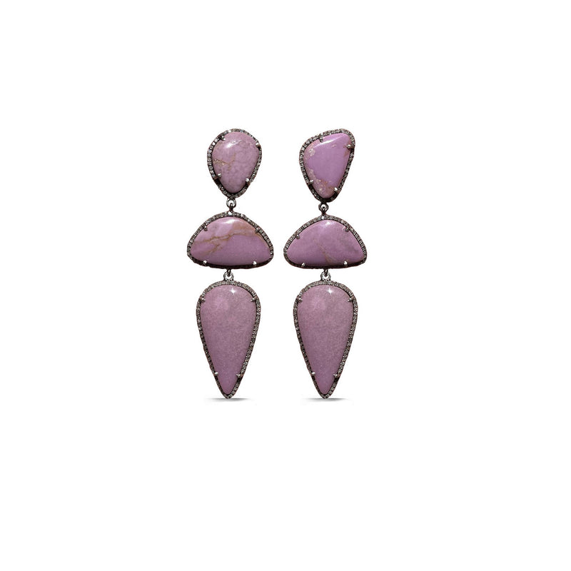 Pink Phosphosiderite Triple Drop Earrings
