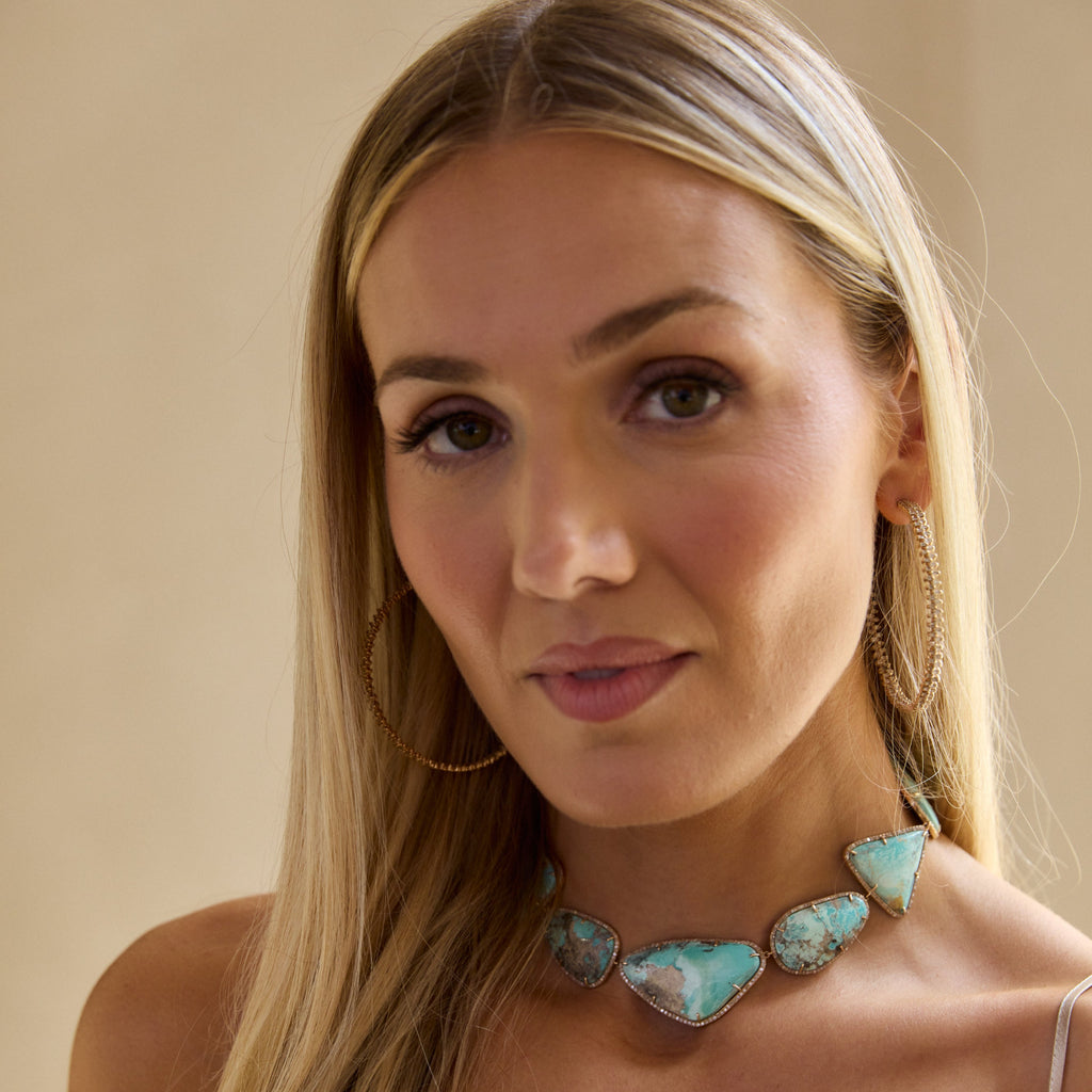 14k Whitewater Turquoise Diamond Choker