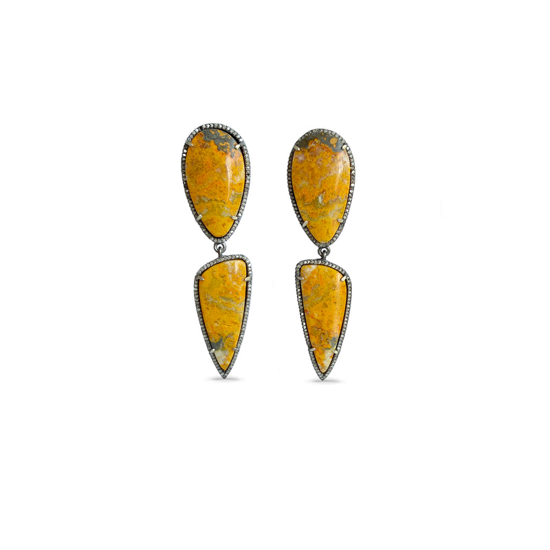 Bumble Bee Jasper Double Drop Earrings