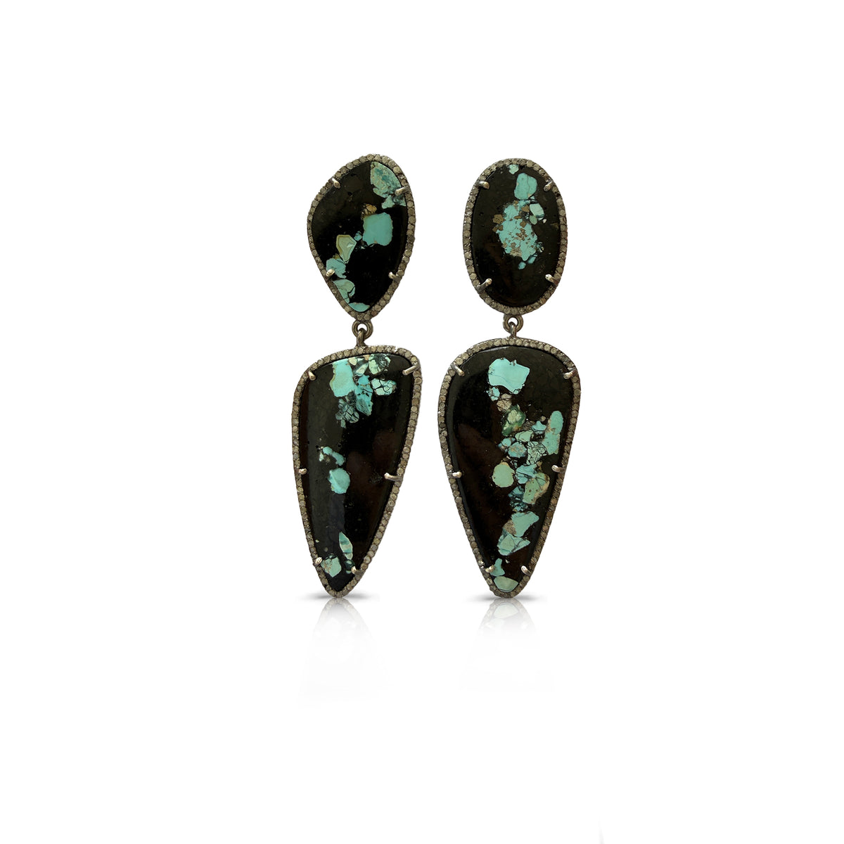 Shungite Turquoise Double Drop Earrings