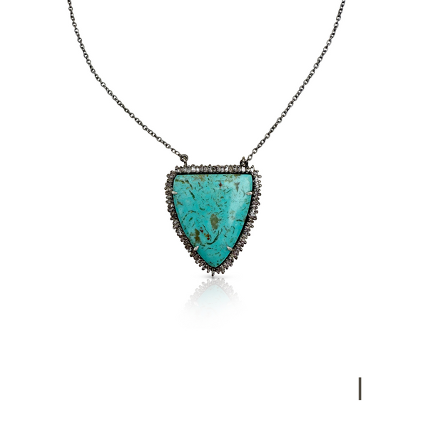 Pilot Turquoise Silver Shield Necklace