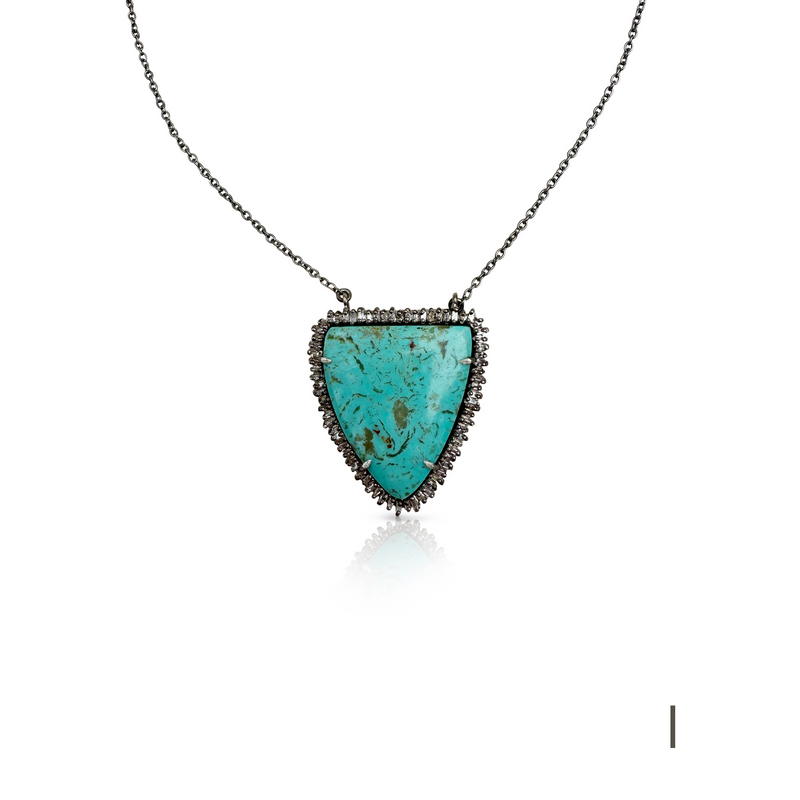Pilot Turquoise Silver Shield Necklace