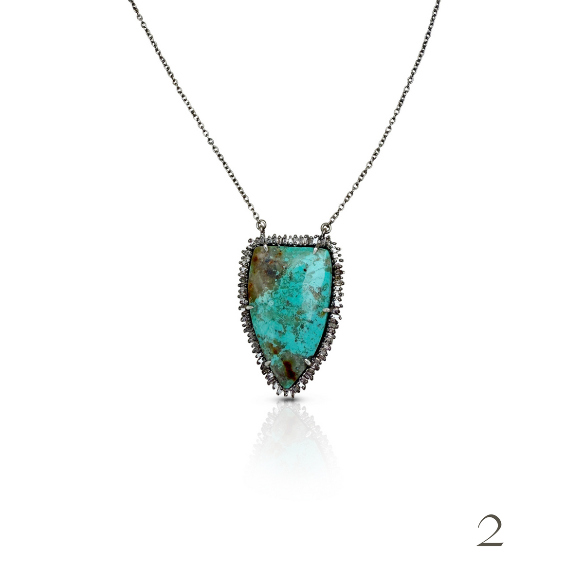 Pilot Turquoise Silver Shield Necklace