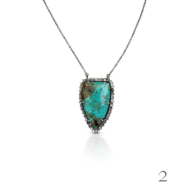 Pilot Turquoise Silver Shield Necklace