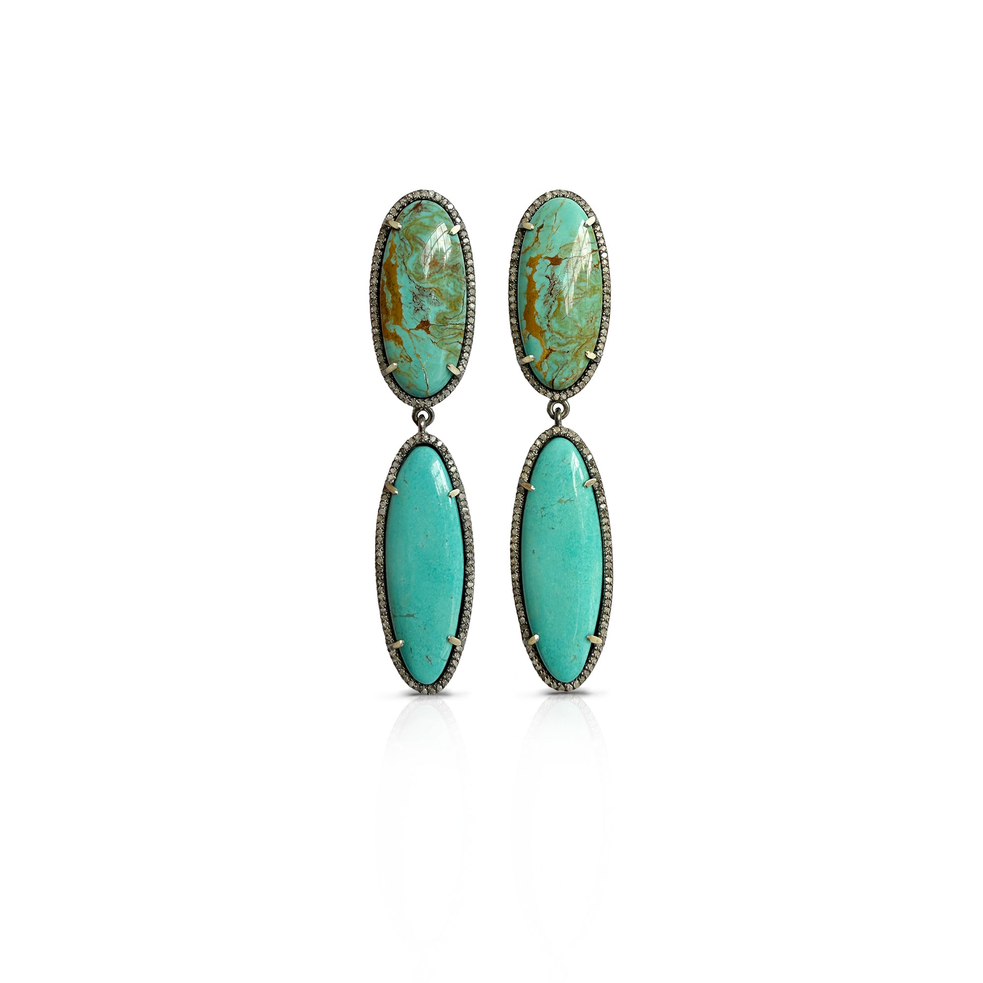 Chilean Turquoise Double Drop Earrings