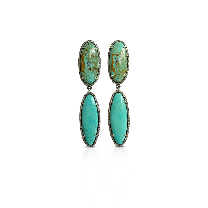 Chilean Turquoise Double Drop Earrings