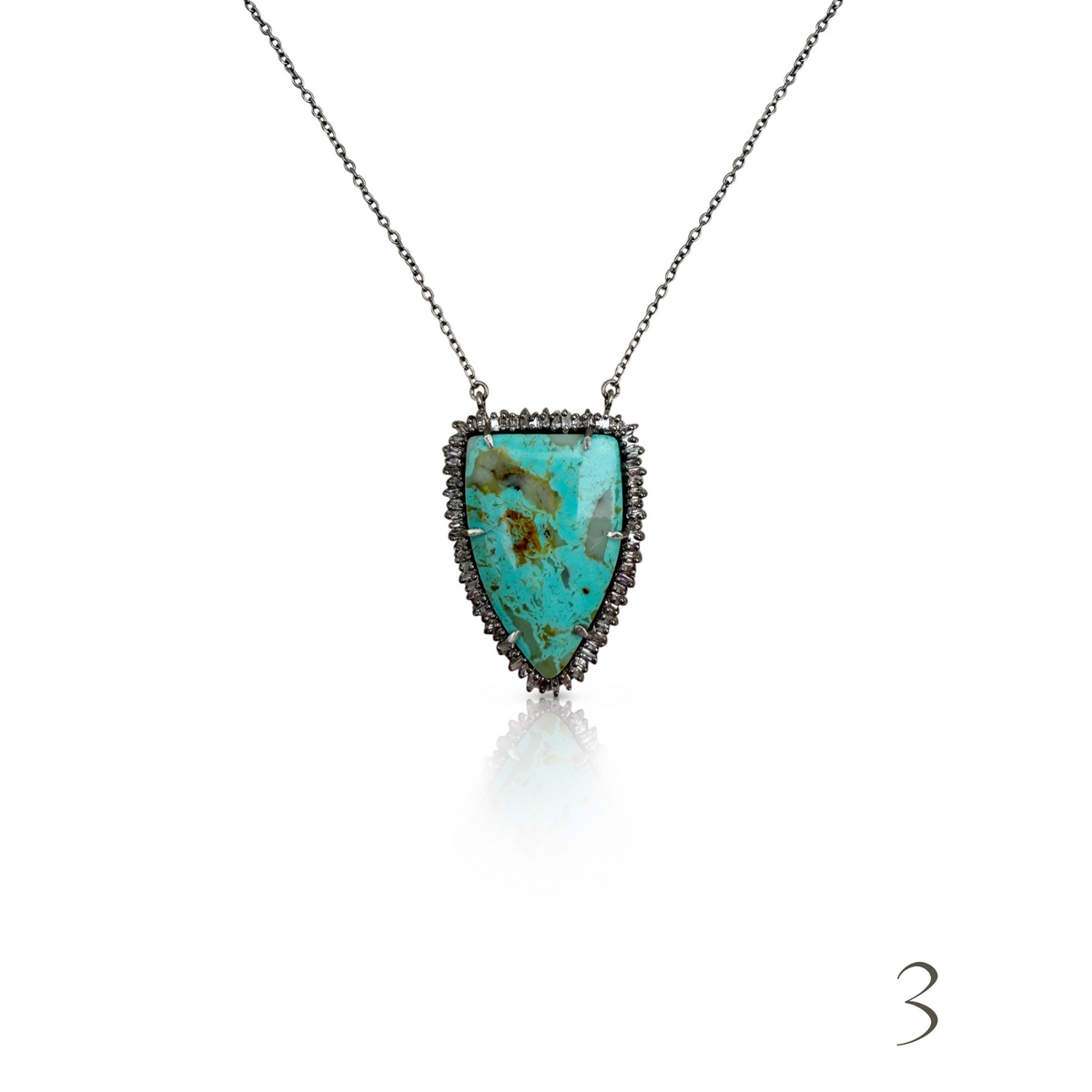 Pilot Turquoise Silver Shield Necklace