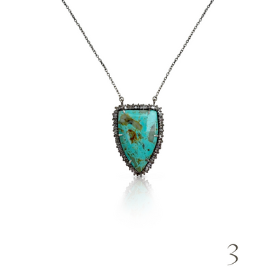 Pilot Turquoise Silver Shield Necklace