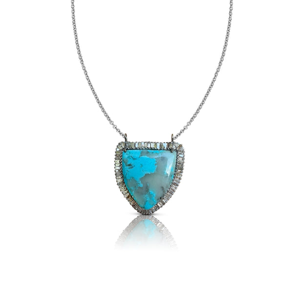 Silver Turquoise Shield Necklace 3