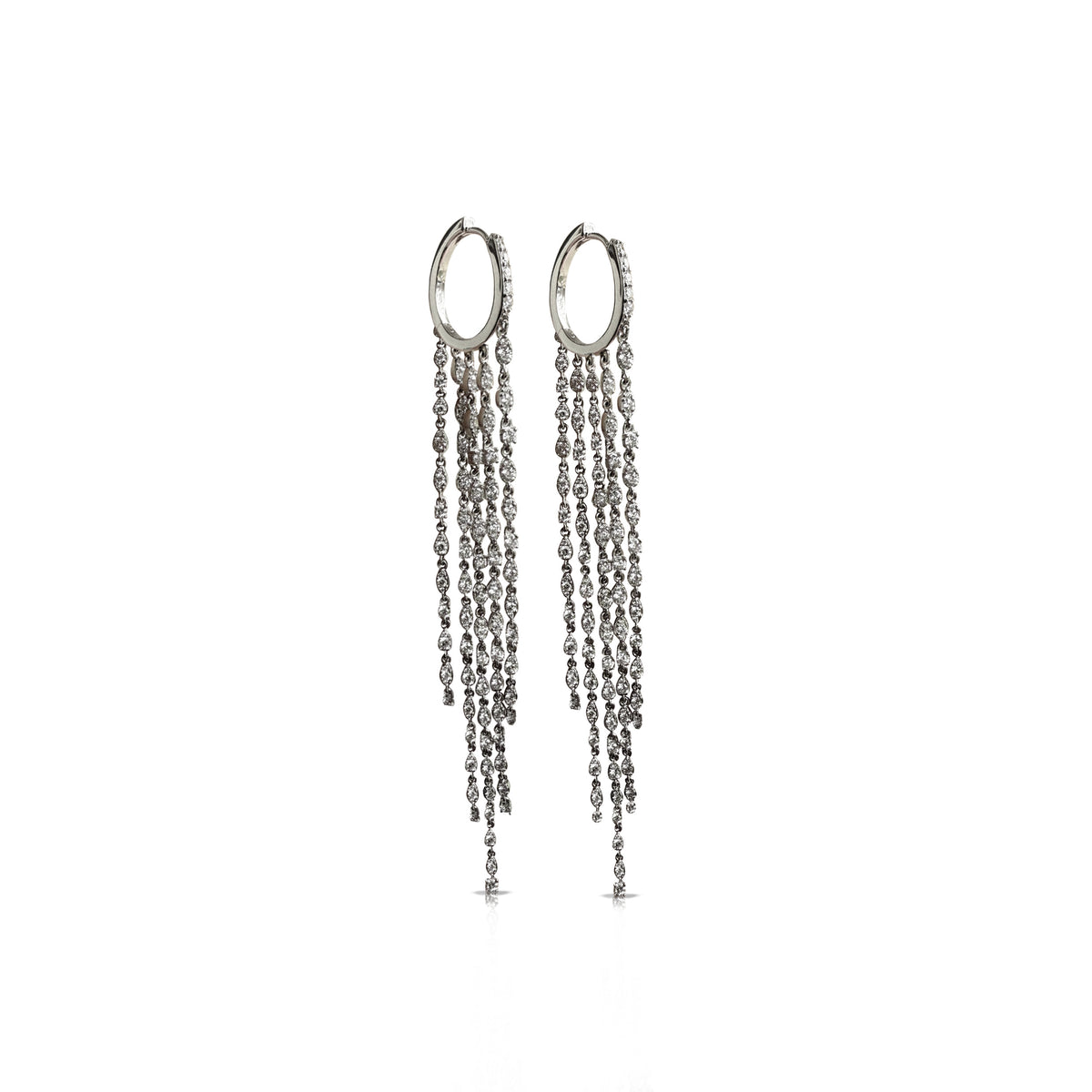 14k White Gold Fringe Diamond Earrings