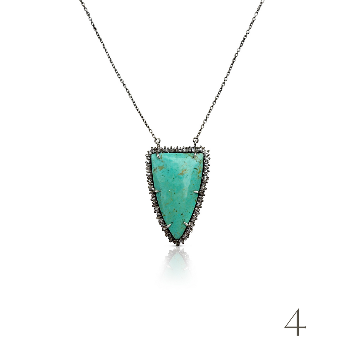 Pilot Turquoise Silver Shield Necklace