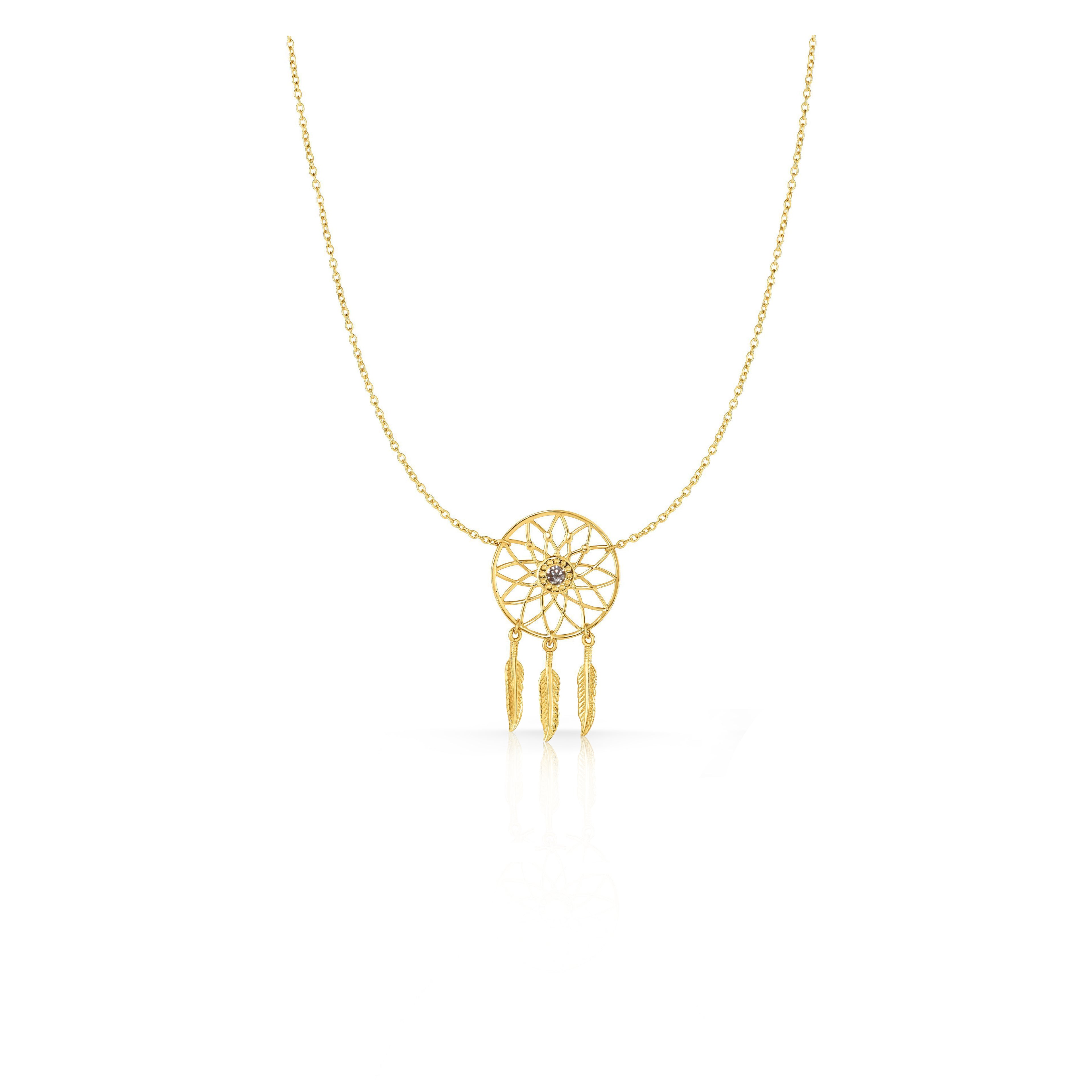 14k Yellow Gold Dream Catcher Necklace
