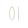 14K Yellow Gold Oval Diamond Hoops