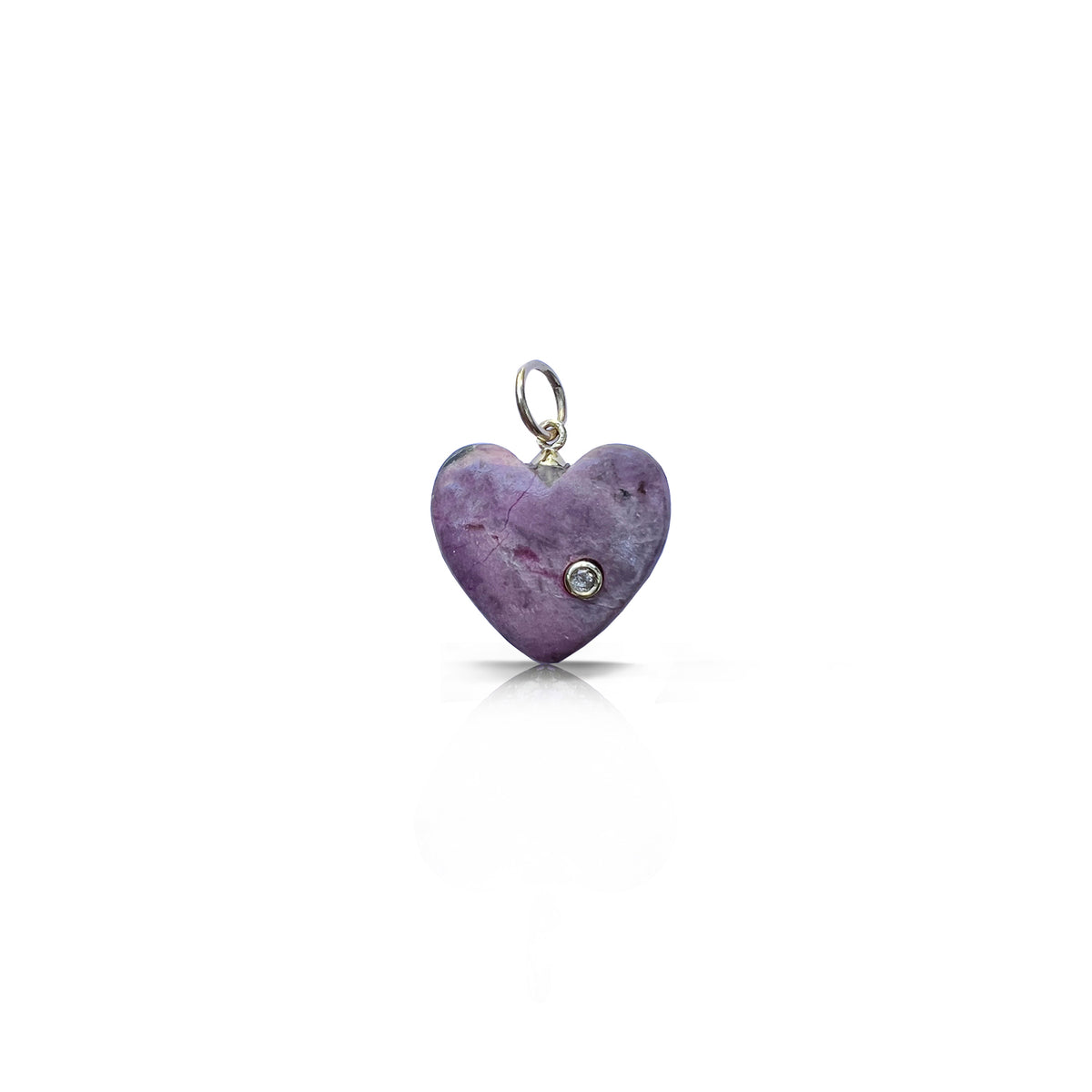 14k Purple Diamond Heart Charm