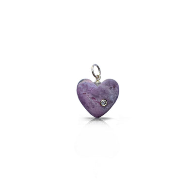 14k Purple Diamond Heart Charm