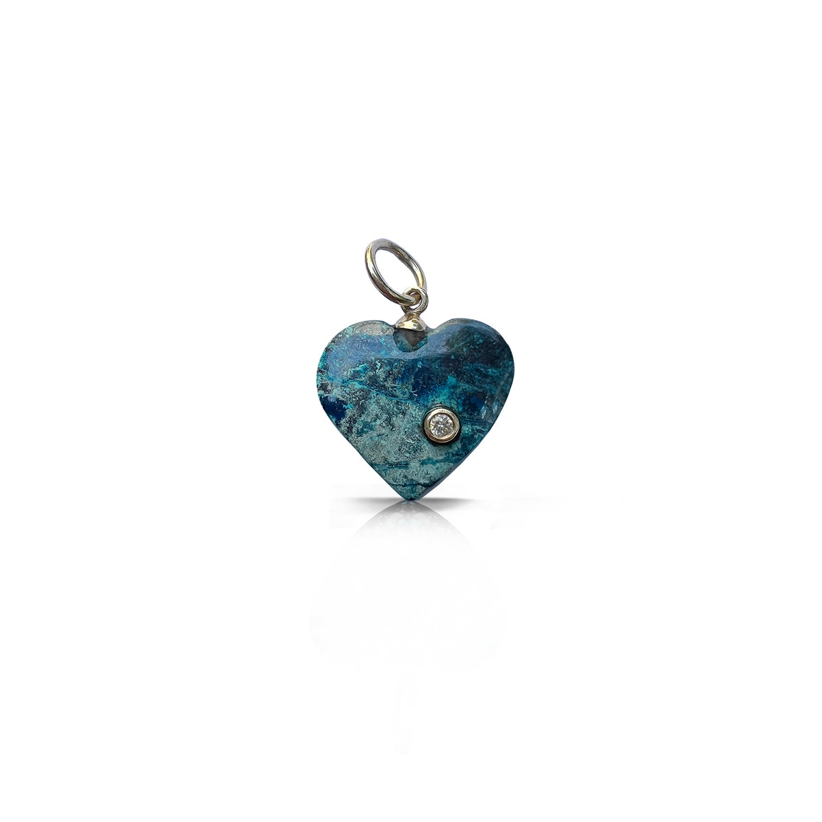 14k Blue Diamond Heart Charm