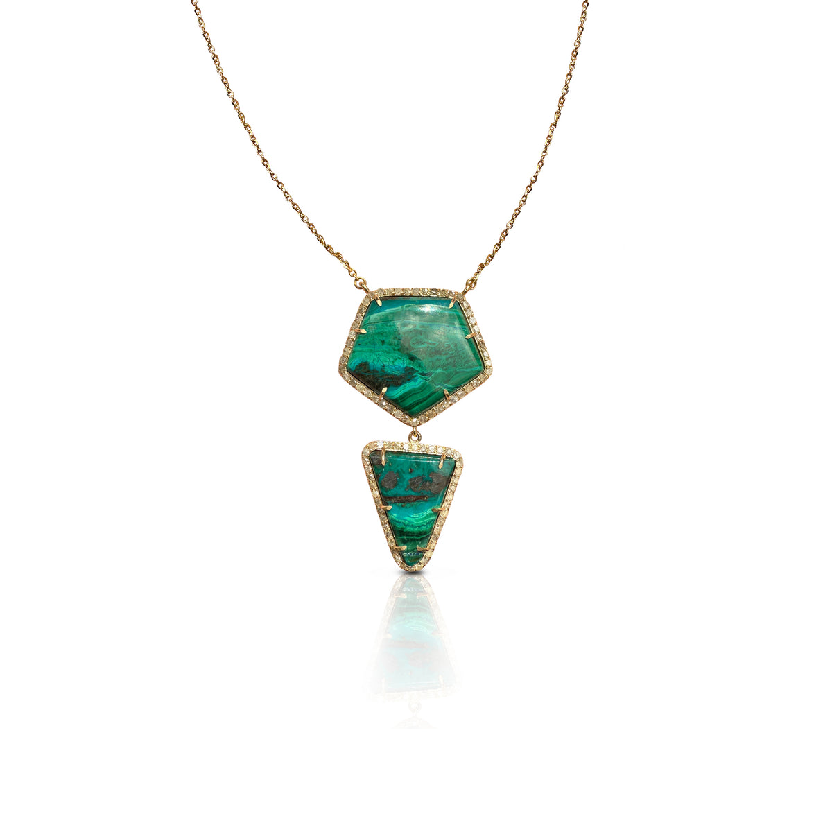 14k Penta Tri Chrysocolla Drop Necklace
