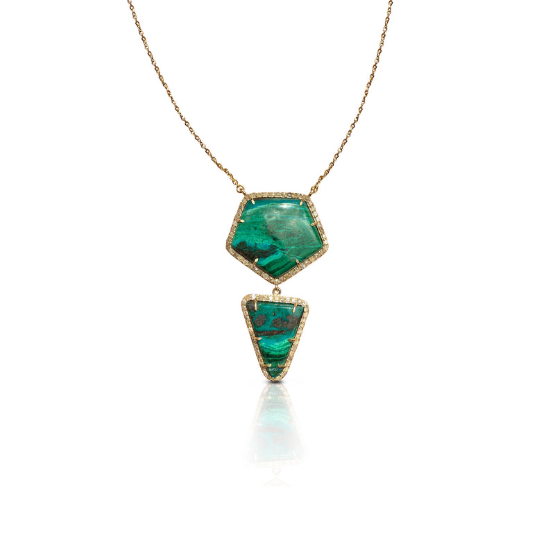 14k Penta Tri Chrysocolla Drop Necklace
