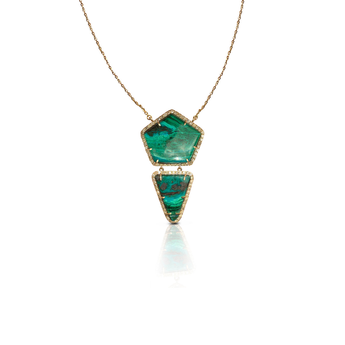 14k Penta Tri Chrysocolla Drop Necklace