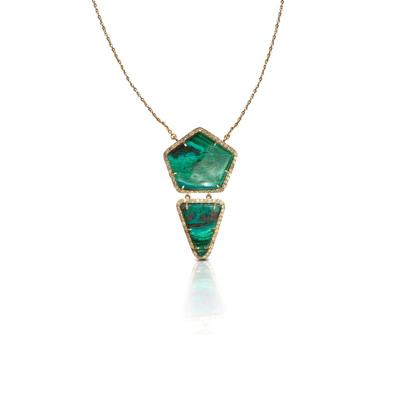 14k Penta Tri Chrysocolla Drop Necklace