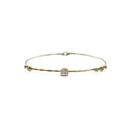 14k Diamond Hammered Wire Bracelet