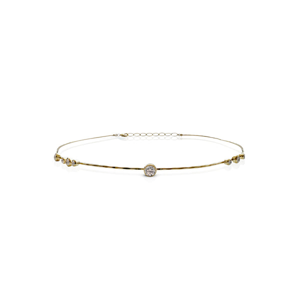 14k Diamond Hammered Wire Choker