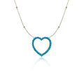 14k Diamond and Turquoise Open Heart Necklace