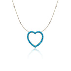 14k Diamond and Turquoise Open Heart Necklace