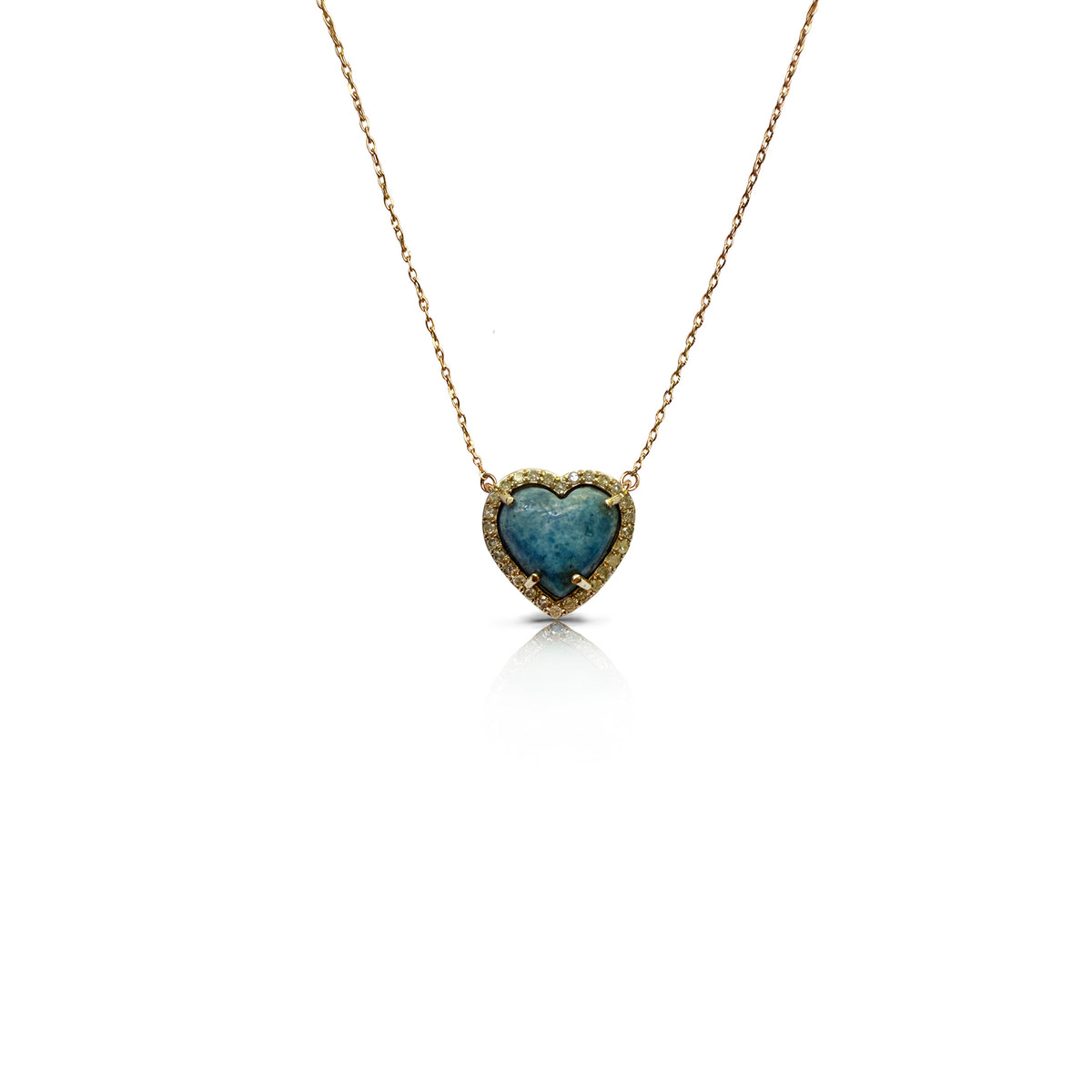 14k 9mm Denim Lapis Heart Necklace NEW