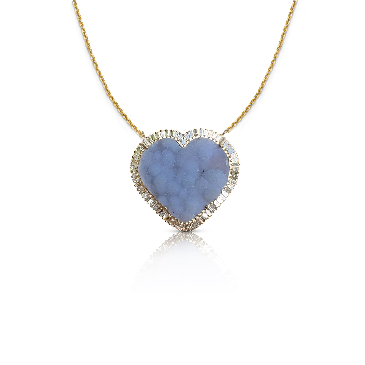 14k Druzy Baguette Heart Necklace