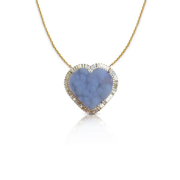 14k Druzy Baguette Heart Necklace