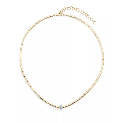 14k Yellow Gold Marquise Diamond Necklace