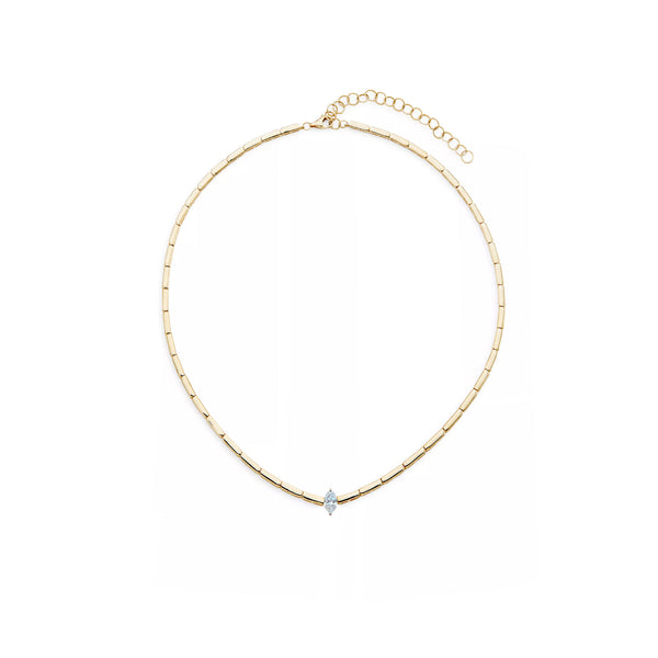 14k Yellow Gold Marquise Diamond Necklace