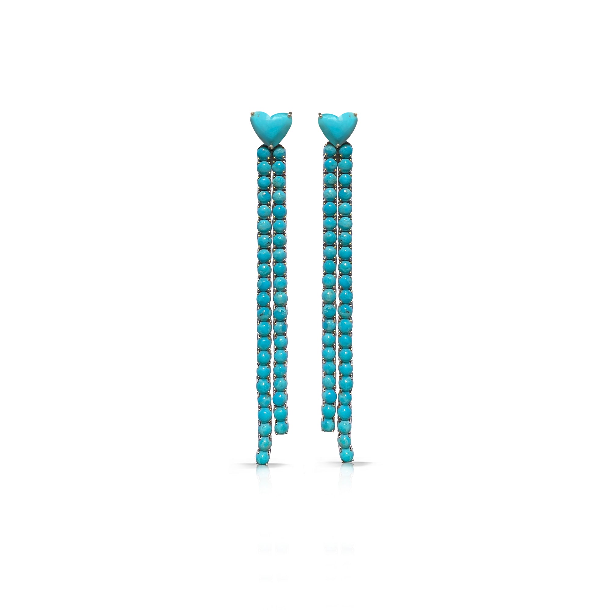 14k Heart Turquoise Dangle Earrings