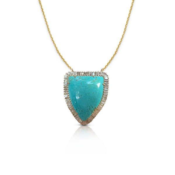 14k Turquoise Shield Necklace 2