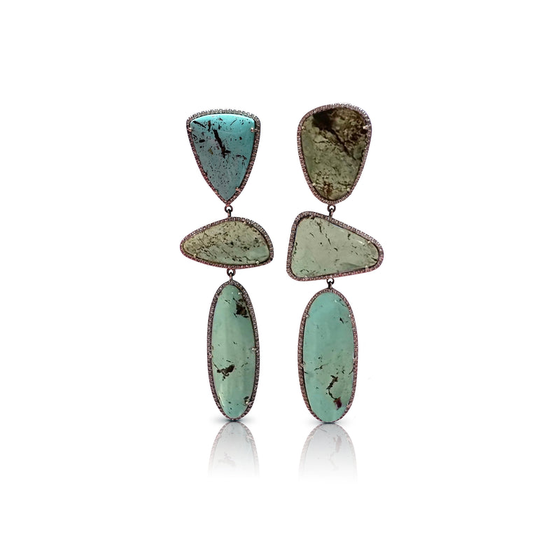 14k Sonoran Turquoise Triple Drop Earrings