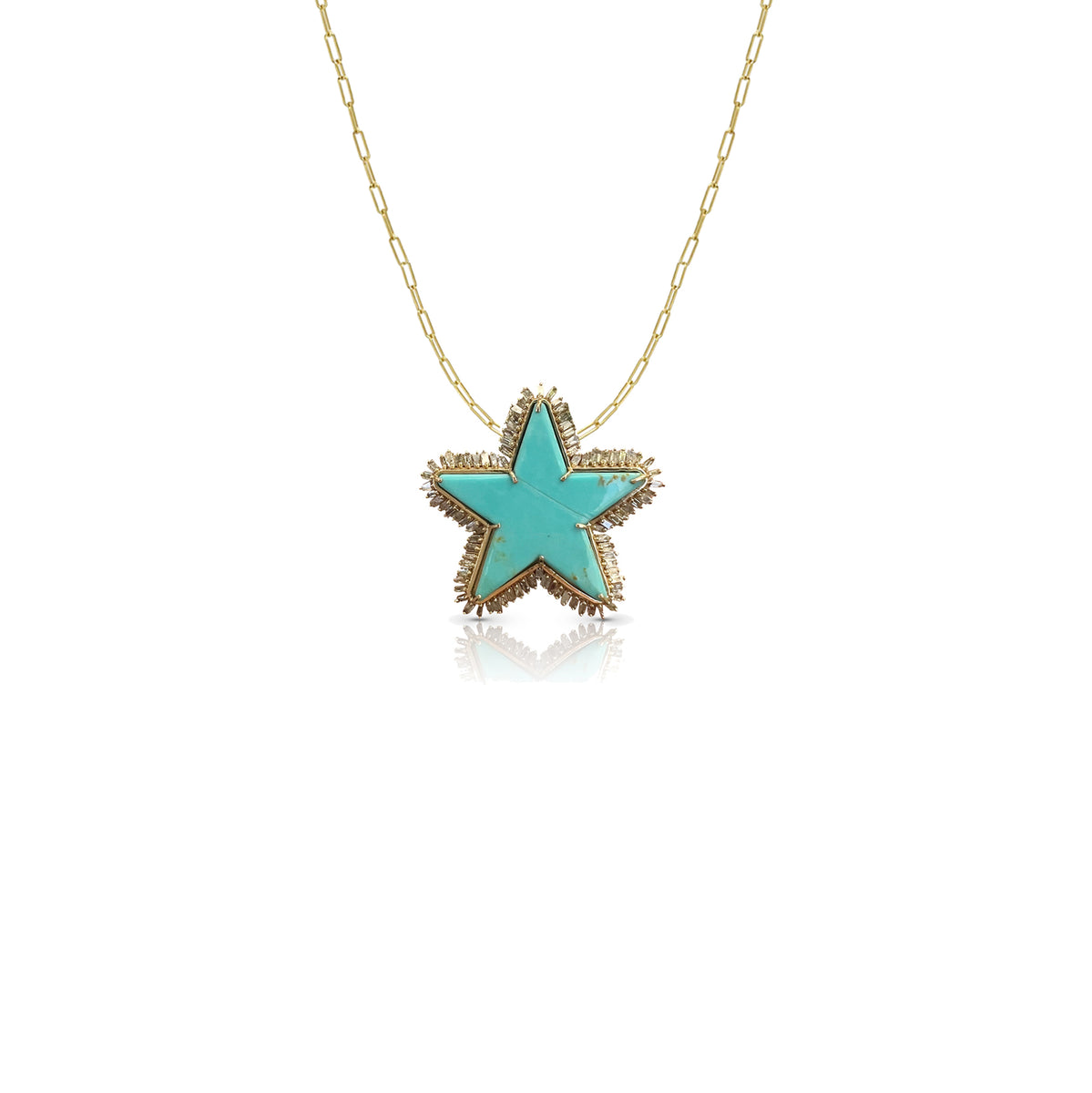 14k Turquoise Star Charm Necklace on Sale