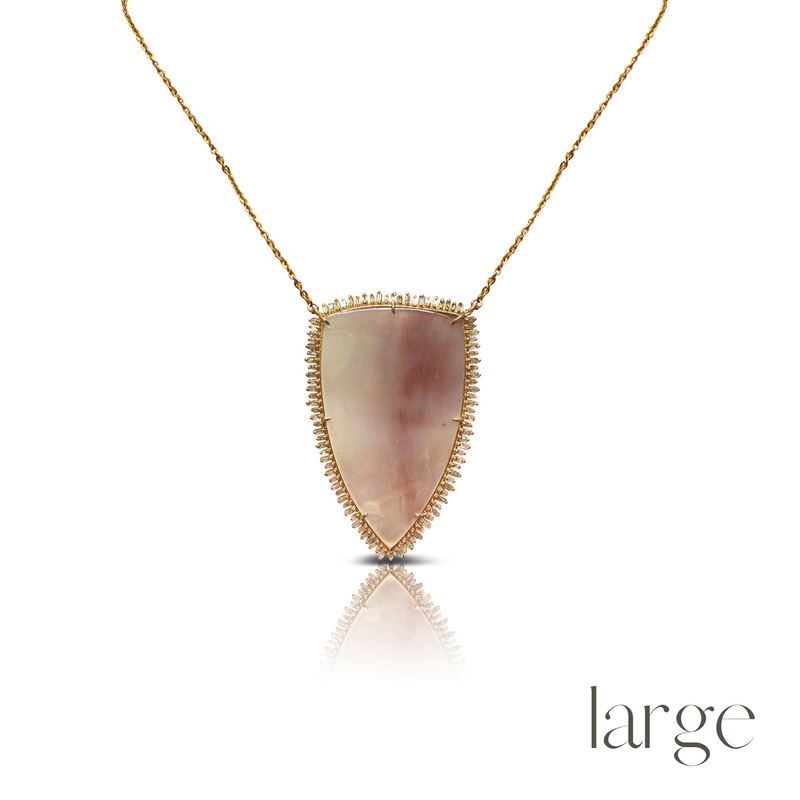 14k Mother of Pearl Shield Necklace