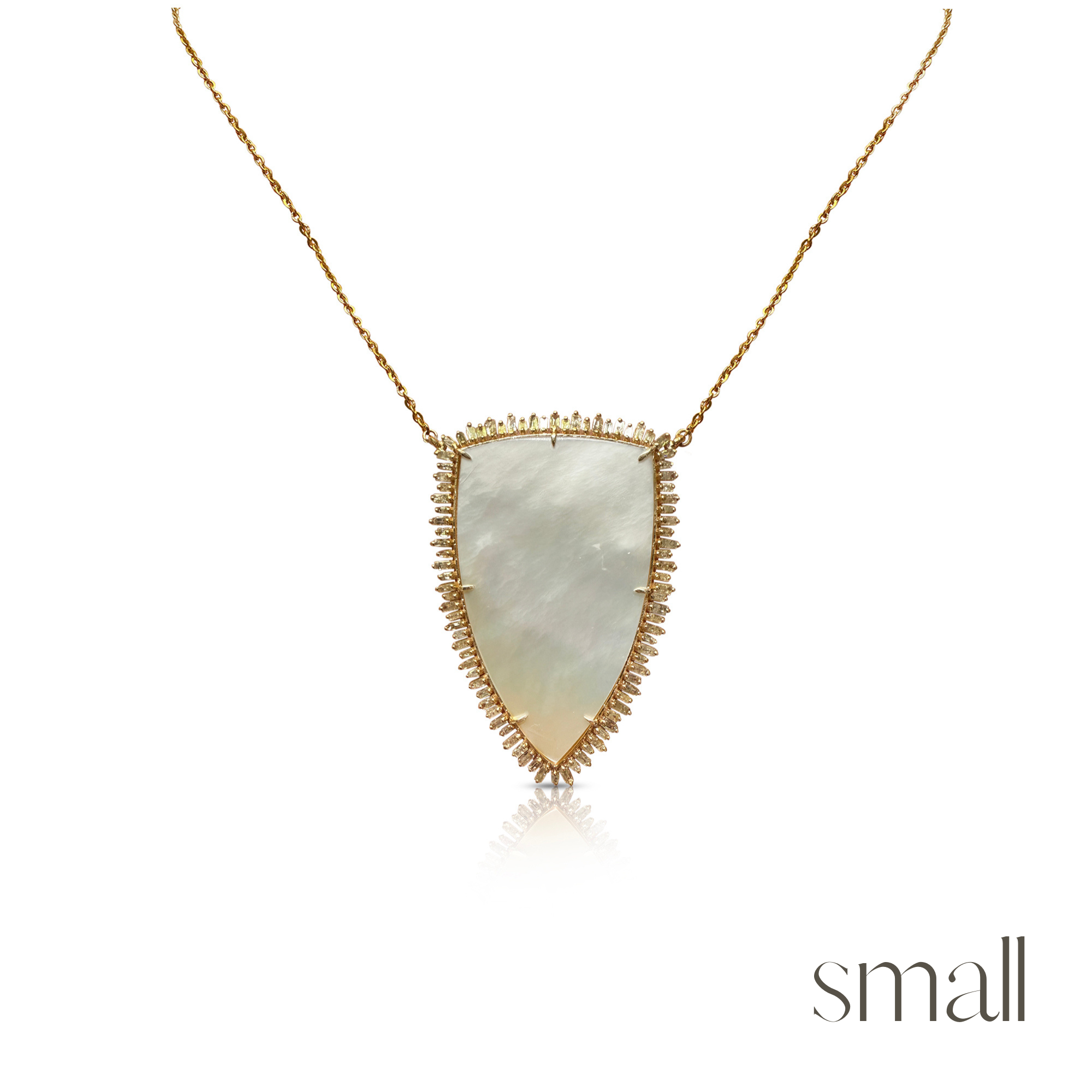 14k Mother of Pearl Shield Necklace