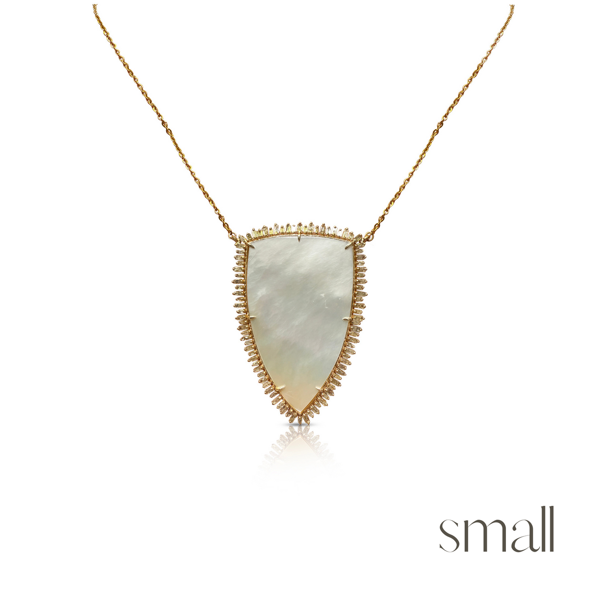 14k Mother of Pearl Shield Necklace