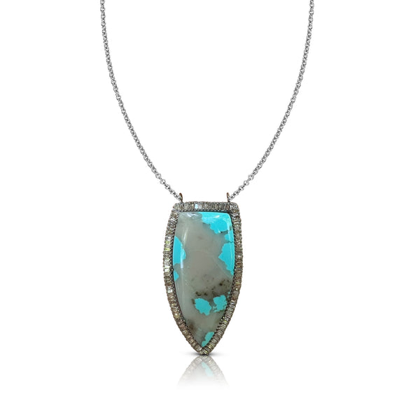 Silver Turquoise Shield Necklace 1