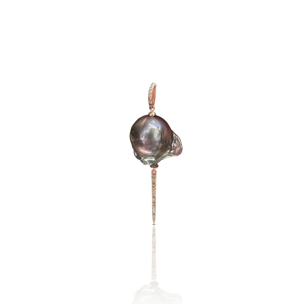 14k South Sea Baroque Pearl Pave Spike Charm
