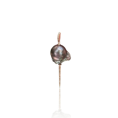 14k South Sea Baroque Pearl Pave Spike Charm