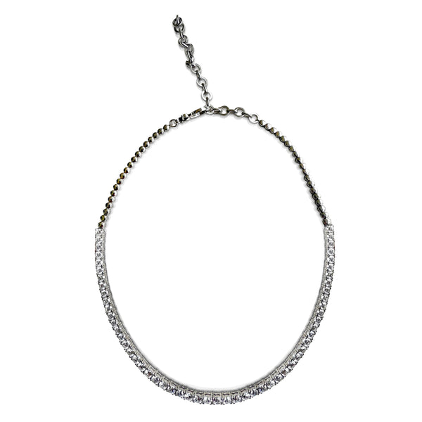 White Gold Adjustable Tennis Necklace