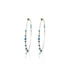 14k Turquoise Large Hammered Wire Hoops